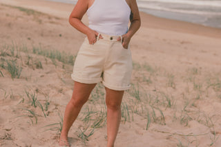 90's Denim Shorts - Ecru