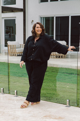 Luxe Linen Top - Black