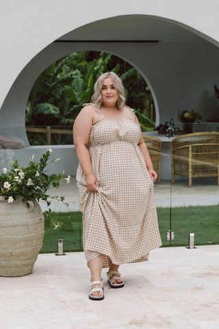 Kora Maxi Dress - Latte Gingham